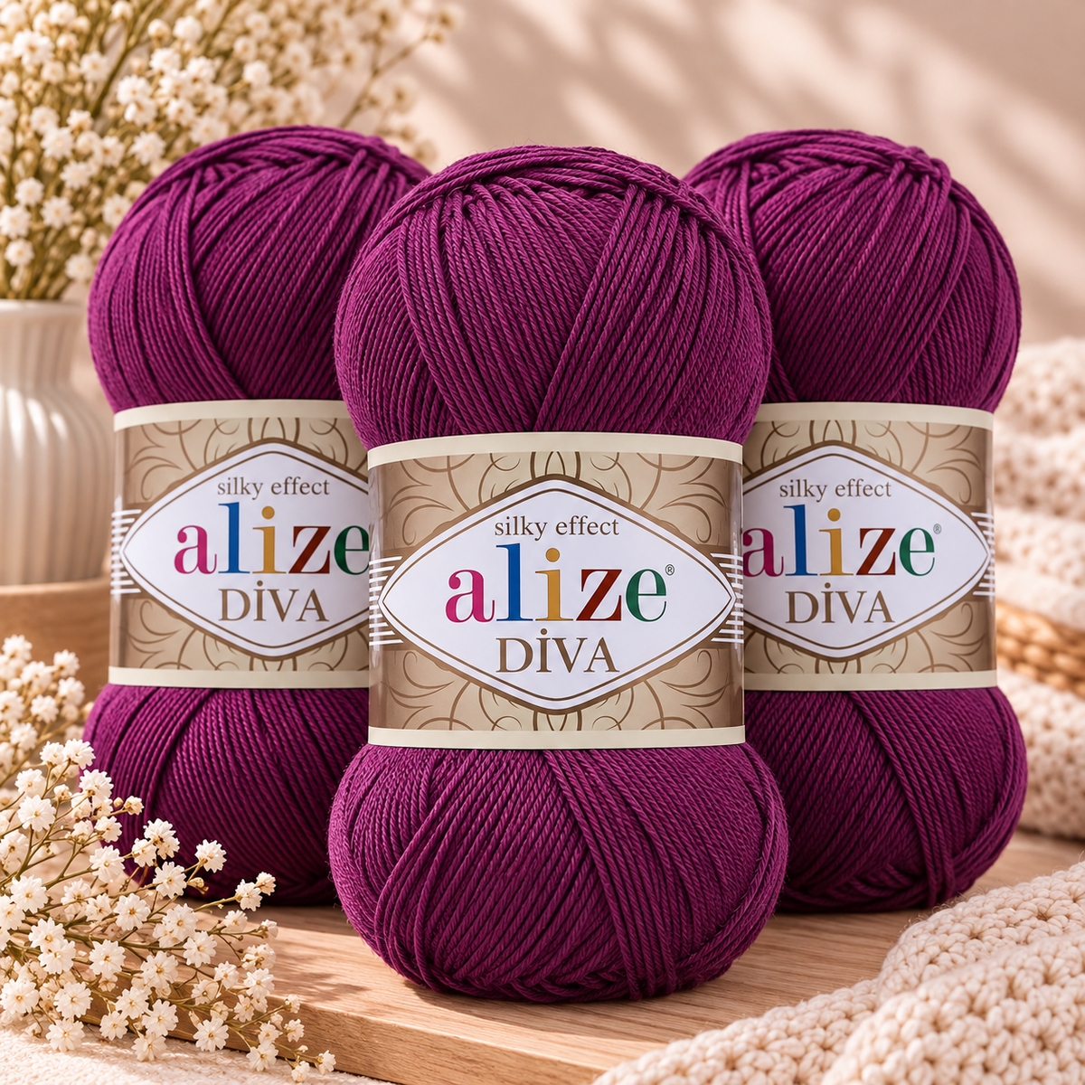 Set de 3 Estambres Alize Premium | Hilaza Turca Suave para Tejer Crochet y Dos Agujas