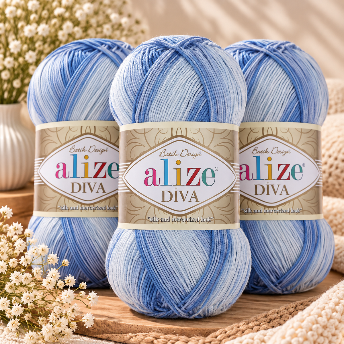 Set de 3 Hilazas Alize Batik Matizados | Estambres Degradados | Hilaza Multicolor para Crochet y Tejido