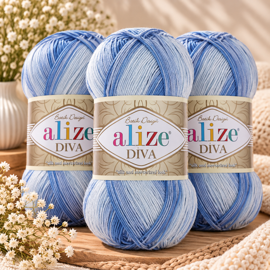 Set de 3 Hilazas Alize Batik Matizados | Estambres Degradados | Hilaza Multicolor para Crochet y Tejido
