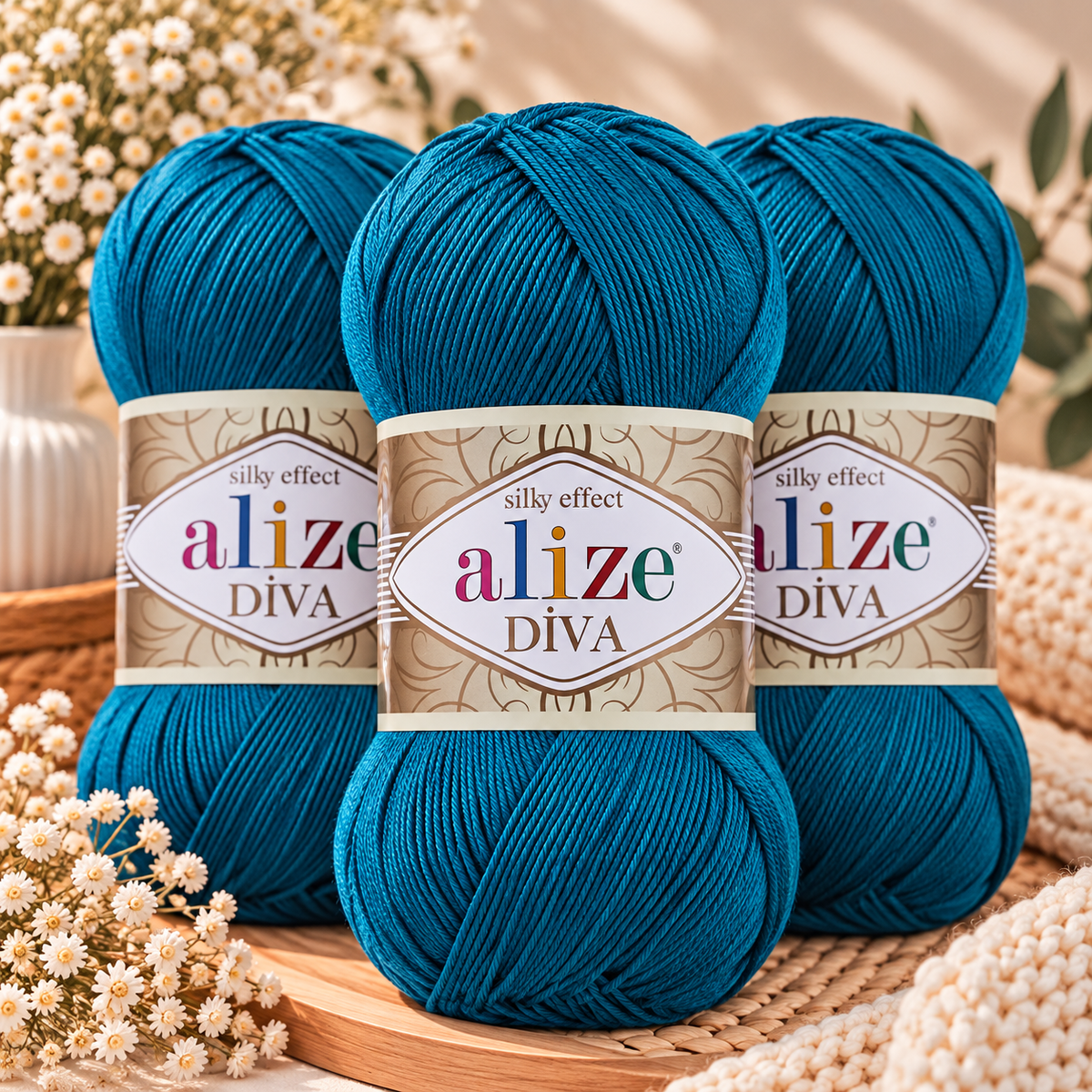 Set de 3 Estambres Alize Premium | Hilaza Turca Suave para Tejer Crochet y Dos Agujas