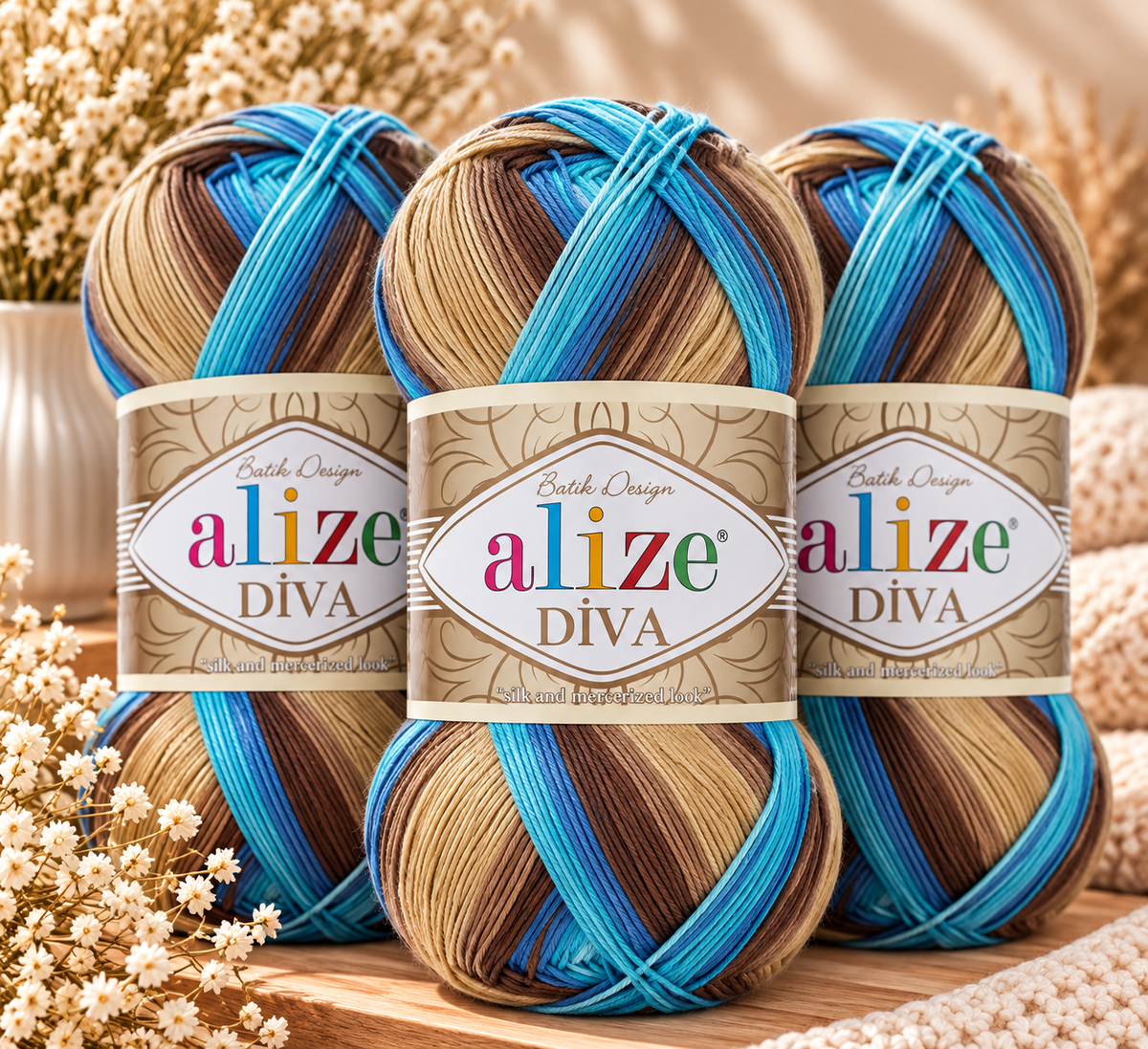 Set de 3 Hilazas Alize Batik Matizados | Estambres Degradados | Hilaza Multicolor para Crochet y Tejido