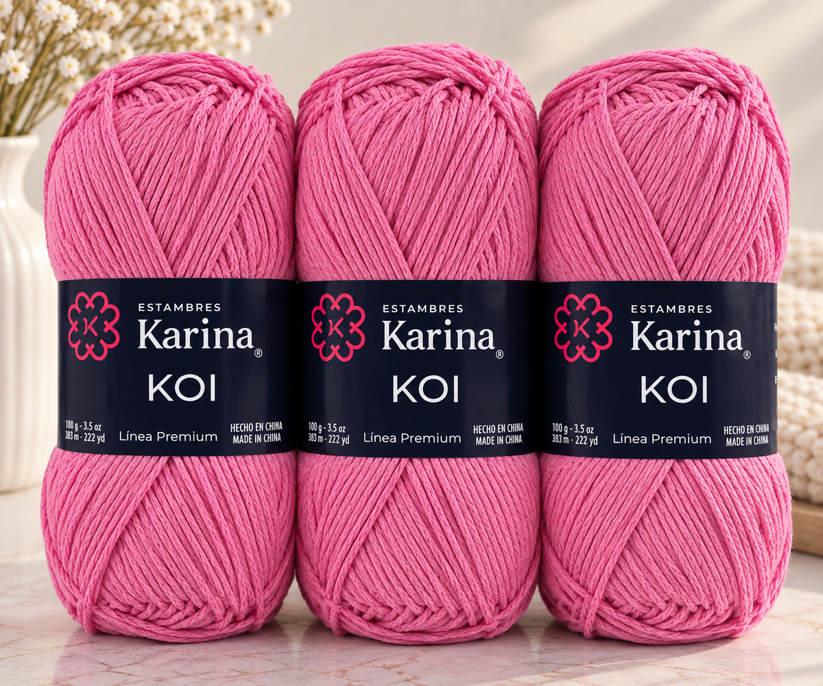 Set de 3 Hilazas KOI Algodón Mercerizado 100g | Hilaza Mercerizada para Prendas Ligeras, Tops y Crochet de Verano